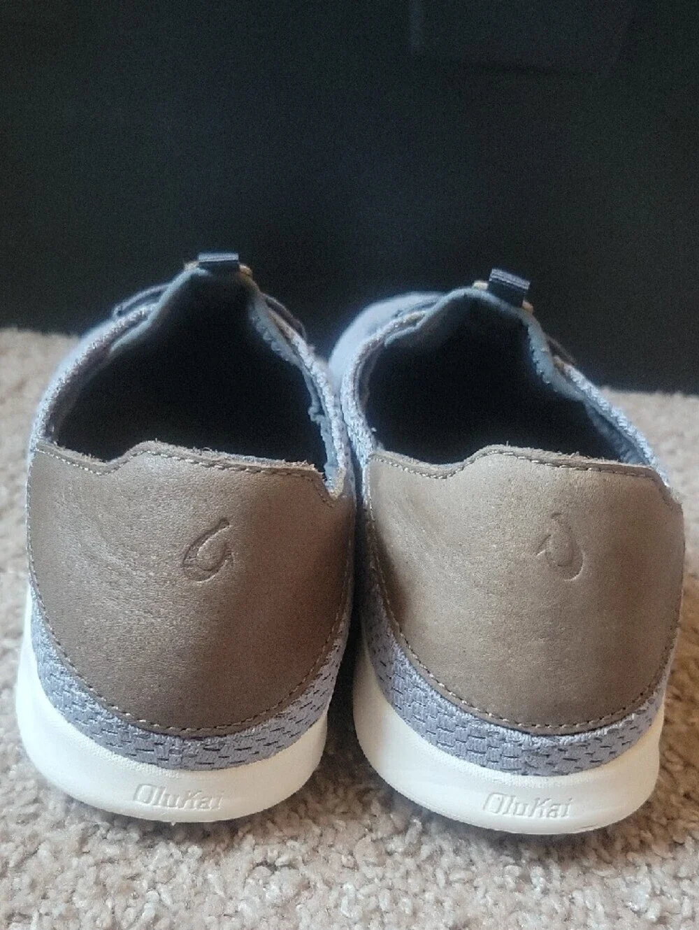 OluKai Men's Gray Knit Slip-Ons